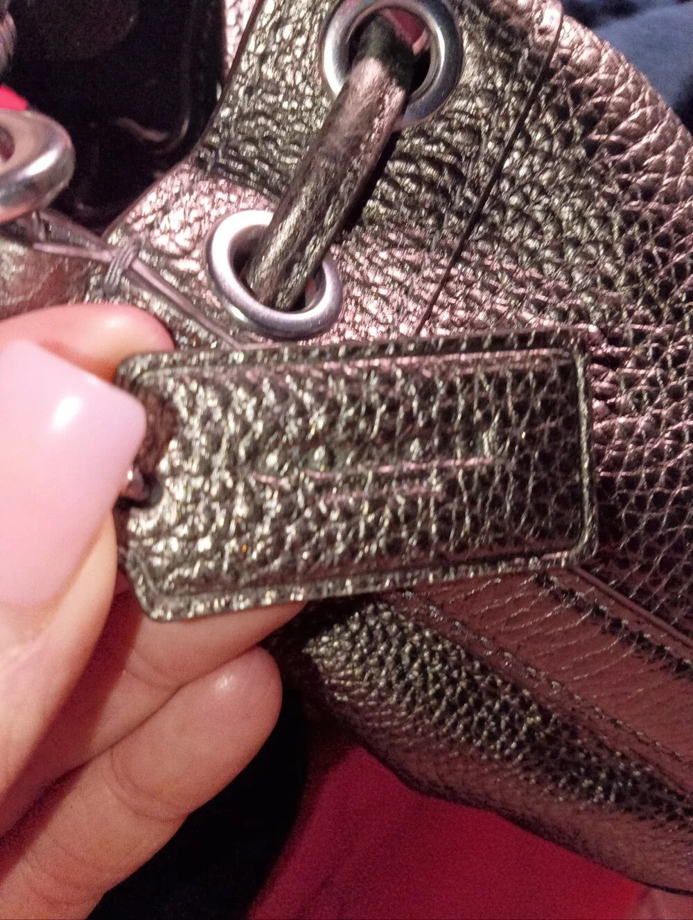 Coach Mini Metallic Pebbled Leather Mini Drawstring Bucket Bag - Bronze